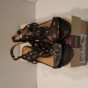 Clarks Playful Tunes Black Leather Sandal